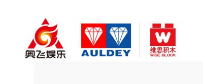 Markenlogos von Alpha, Auldey und Wise Block