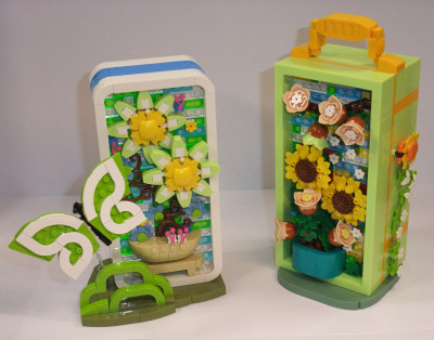 Links die Box mit dem Frühlingsmotiv (1932), rechts das Sommermotiv (1933)