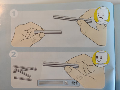 #5 Die Längen der Achsen und Technikteile lassen sich sich bei jedem Bauschritt überprüfen.