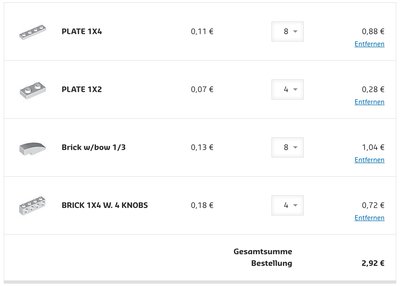 Preise/Teile - Pick A Brick