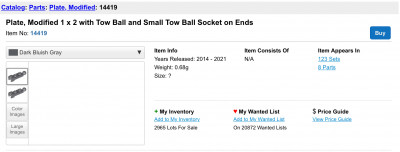 Plate Modified 1x2 with Tow Ball and Small Tow Ball Socket on End